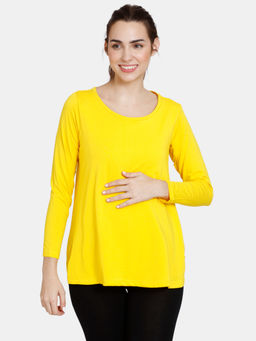 Zivame - Yellow Solid Coucou Bamboo Cotton Maternity Top