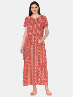 Zivame - Red Coucou Maternity Woven Full Length Nightdress