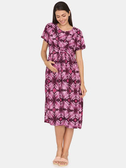 Zivame - Pink Printed Mid Length Maternity Nightdress