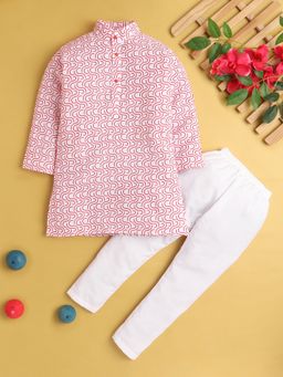 Jeetethnics - Red Printed Regular Kurta with Pyjama