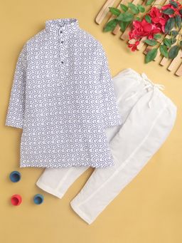 Jeetethnics - Blue Printed Regular Kurta with Pyjama