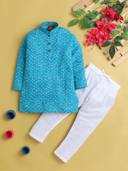 Jeetethnics - Blue Printed Regular Kurta with Pyjama