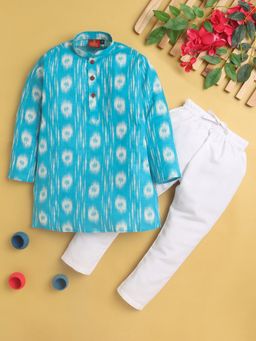 Jeetethnics - Blue Printed Regular Kurta with Pyjama