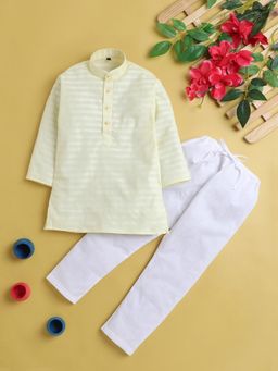 Jeetethnics - Yellow Stripes Regular Kurta with Pyjama
