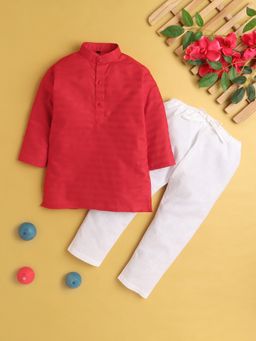 Jeetethnics - Red Stripes Regular Kurta with Pyjama