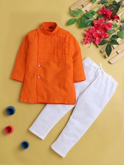Jeetethnics - Orange Solid Regular Kurta with Pyjama
