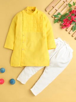 Jeetethnics - Yellow Solid Regular Kurta with Pyjama