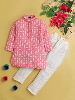 Jeetethnics - Pink Printed Regular Kurta with Pyjama