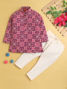 Jeetethnics - Purple Printed Regular Kurta with Pyjama
