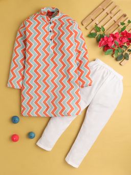 Jeetethnics - Orange Printed Regular Kurta with Pyjama