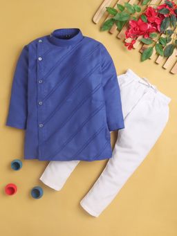 Jeetethnics - Blue Solid Regular Kurta with Pyjama