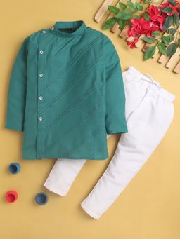 Jeetethnics - Teal Solid Regular Kurta with Pyjama