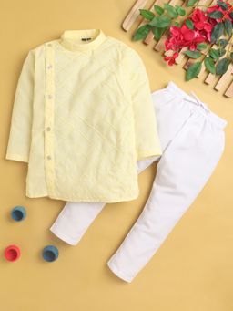 Jeetethnics - Yellow Embroidered Regular Kurta with Pyjama