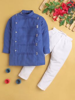 Jeetethnics - Blue Solid Regular Kurta with Pyjama