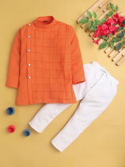 Jeetethnics - Orange Solid Regular Kurta with Pyjama