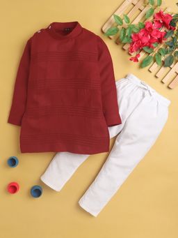 Jeetethnics - Maroon Stripes Regular Kurta with Pyjama