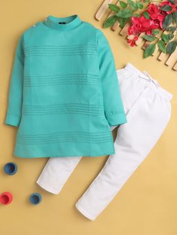 Jeetethnics - Turquoise Stripes Regular Kurta with Pyjama