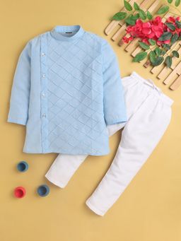 Jeetethnics - Blue Self Design Regular Kurta with Pyjama