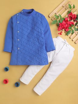 Jeetethnics - Navy Blue Self Design Regular Kurta with Pyjama