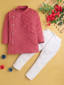 Jeetethnics - Maroon Self Design Regular Kurta with Pyjama