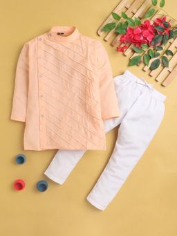 Jeetethnics - Peach Self Design Regular Kurta with Pyjama