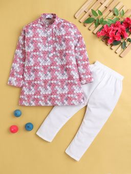Jeetethnics - Magenta Printed Regular Kurta with Pyjama