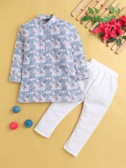 Jeetethnics - Grey Printed Regular Kurta with Pyjama