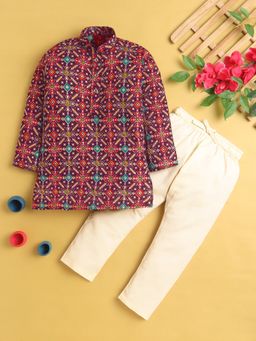 Jeetethnics - Purple Printed Regular Kurta with Pyjama