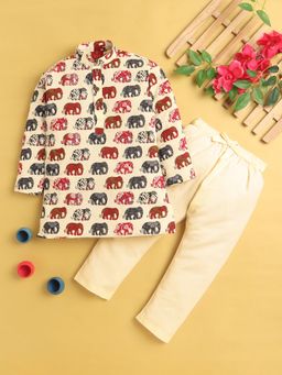 Jeetethnics - Red Printed Regular Kurta with Pyjama