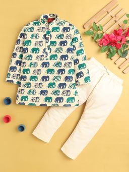 Jeetethnics - Blue Printed Regular Kurta with Pyjama