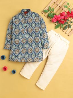 Jeetethnics - Blue Printed Regular Kurta with Pyjama