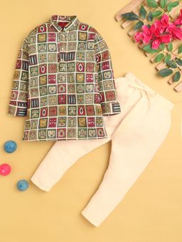 Jeetethnics - Multi-Color Printed Regular Kurta with Pyjama