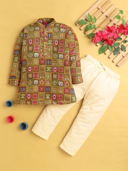 Jeetethnics - Mustard Printed Regular Kurta with Pyjama