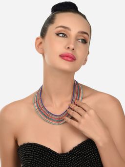 Zaveri Pearls - Multicolor Beaded Contemporary Multi Strands Necklace