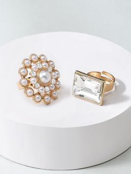 Zaveri Pearls - Gold Tone 2 Contemporary Finger Rings