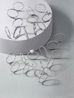 Zaveri Pearls - Silver Tone 25 Stunning Stackable Finger Rings