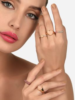 Zaveri Pearls - 5 Pink Classy Contemporary Stackable Finger Rings