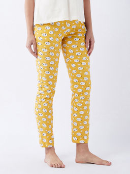 Miss Chase - Womens Mustard Printed Regular Length Pajama - Yellow