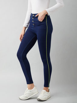 Miss Chase - Womens Navy Blue Skinny Fit High Rise Regular Denim Stretchable Jeans