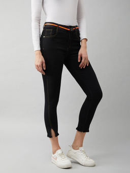 Miss Chase - Womens Black Skinny Fit High Rise Ankle Length Denim Stretchable Jeans