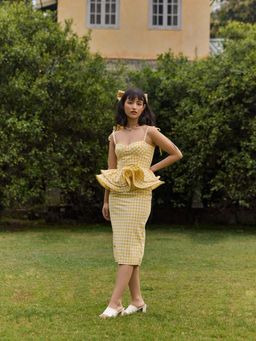 The Clothing Factory - Yellow Gingham Midi Skirt