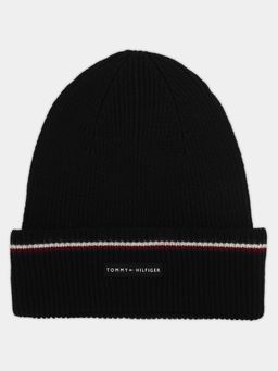 Tommy Hilfiger - Typographic Black Wool Blend Beanie