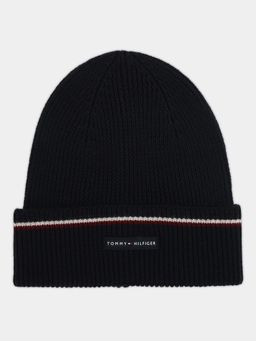 Tommy Hilfiger - Typographic Blue Wool Blend Beanie
