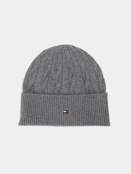 Tommy Hilfiger - Solid Grey Wool Blend Beanie