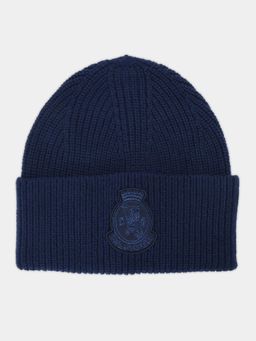Tommy Hilfiger - Solid Blue Wool Blend Beanie