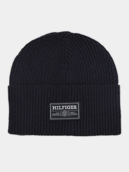 Tommy Hilfiger - Solid Blue Wool Blend Beanie