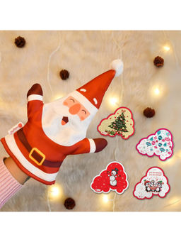 Indigifts - Santa Hand Puppet Toy & Decorative Fridge Magnets (Set Of 5)
