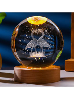 Awestuffs - Flamingo 3D Crystal Ball Night Light Glass Lamp