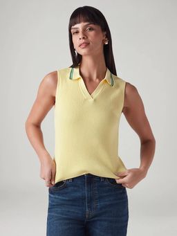 Levi's - Yellow Textured Regular Fit Knitted Top