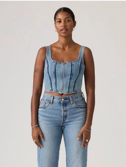 Levi's - Blue Solid Slim Fit Crop Top